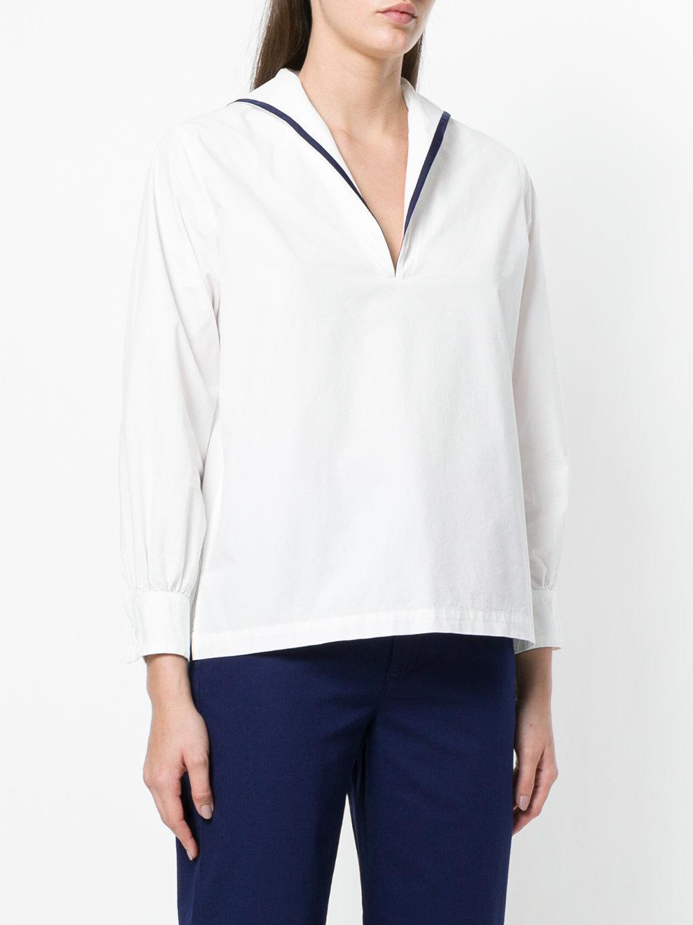 Bellerose Cotton Sailor Collared Shirt in White Lyst