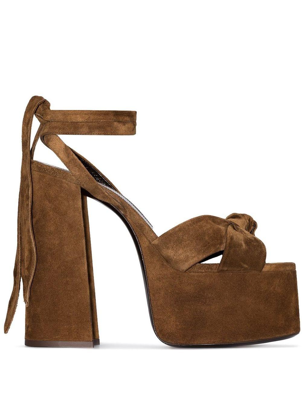 Saint Laurent Brown Paige 155 Suede Platform Sandals Lyst