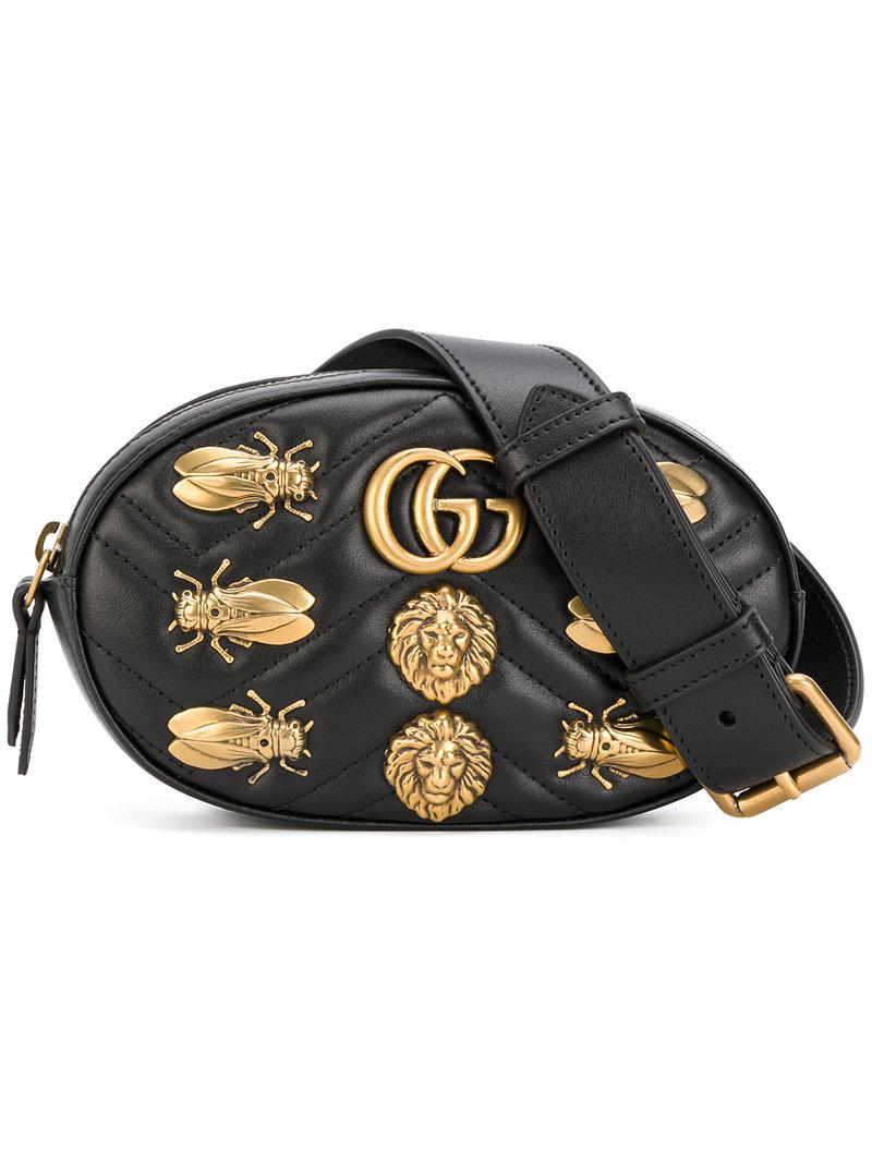 Gucci Leather Gg Marmont Belt Bag in Black - Lyst