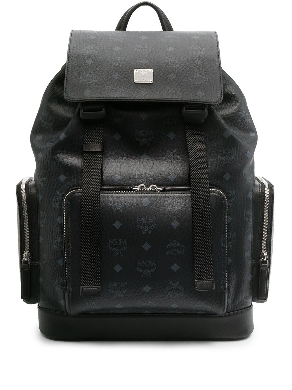 MCM Brandenburg Monogram Visetos Logo-embossed Leather Backpack in 