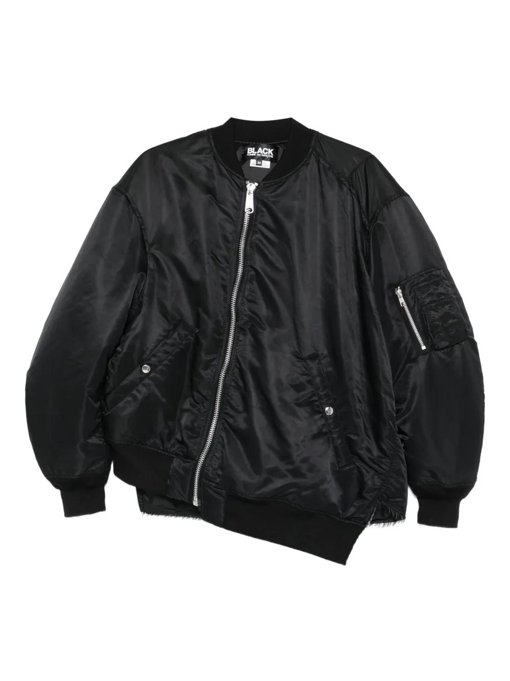 COMME DES GARÇON BLACK Ma-1 Asymmetric Bomber Jacket in Black for