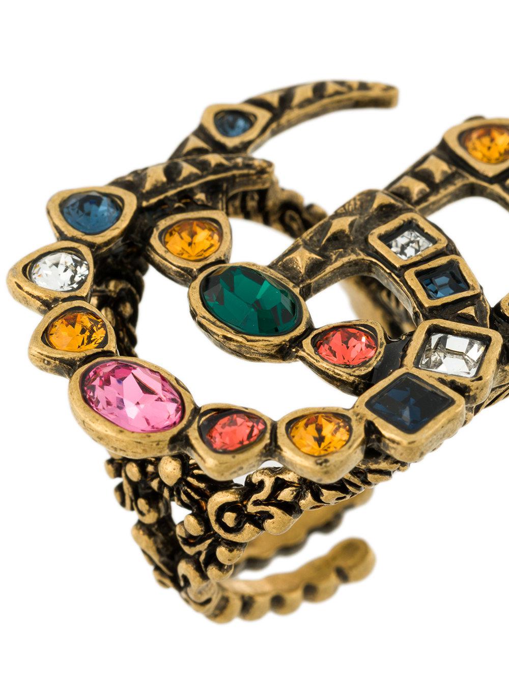 Gucci Anello Crystal Double G Ring in 