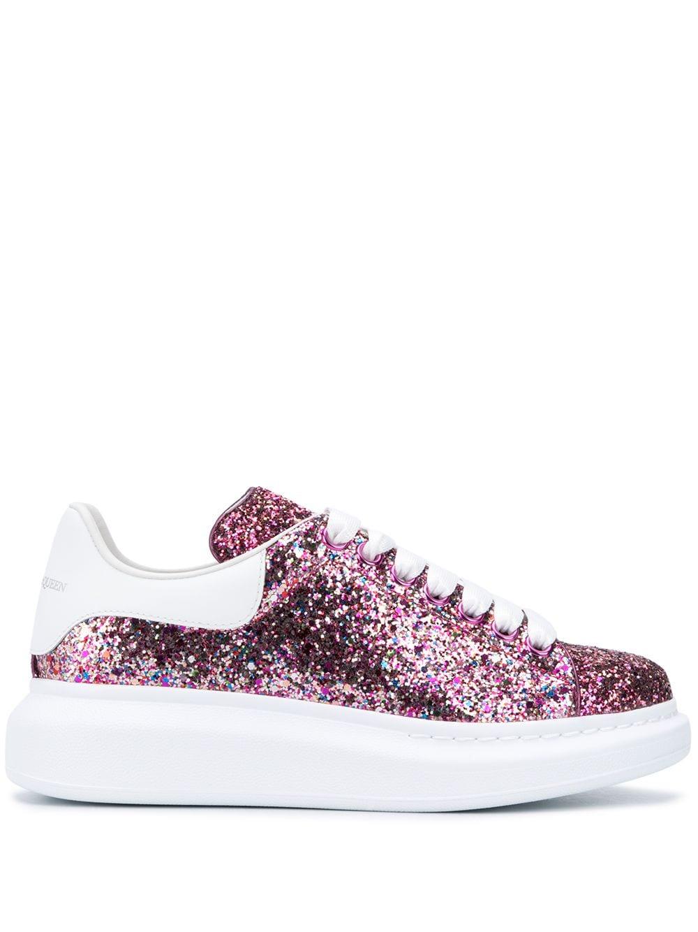 Sneakers In Pelle Con Glitter 45mm di Alexander McQueen in Rosa | Lyst