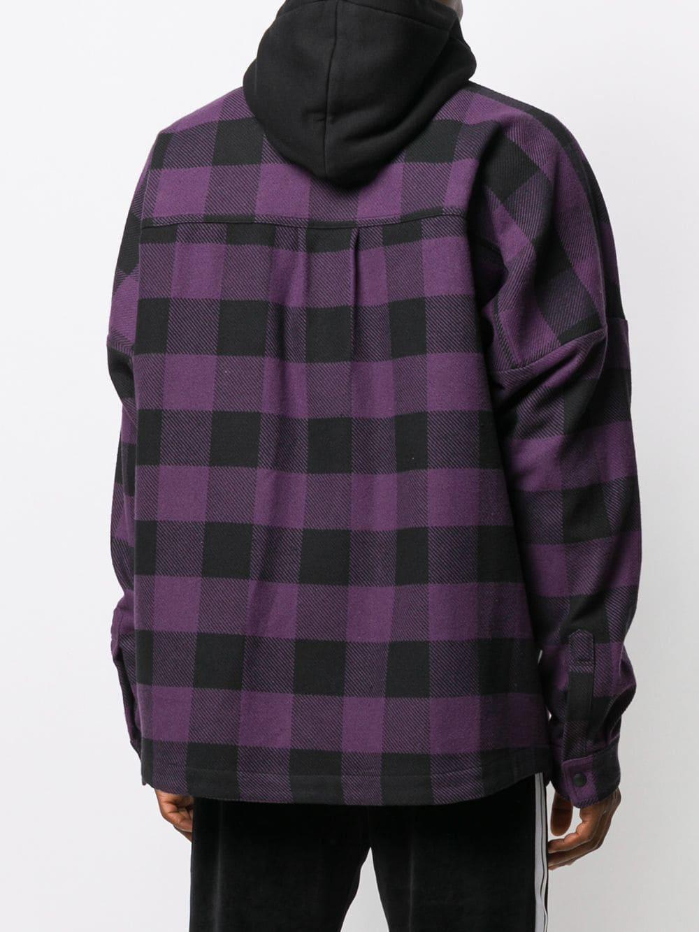 Palm Angels Cotton Hooded Plaid Shirt 