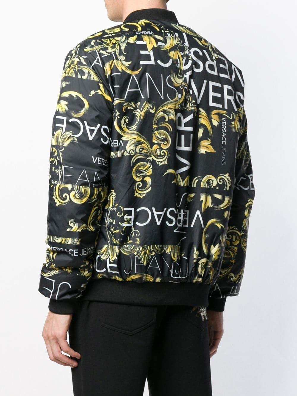 Versace Jeans Couture Denim Reversible Puffer Jacket In Black With All Over  Print for Men - Lyst