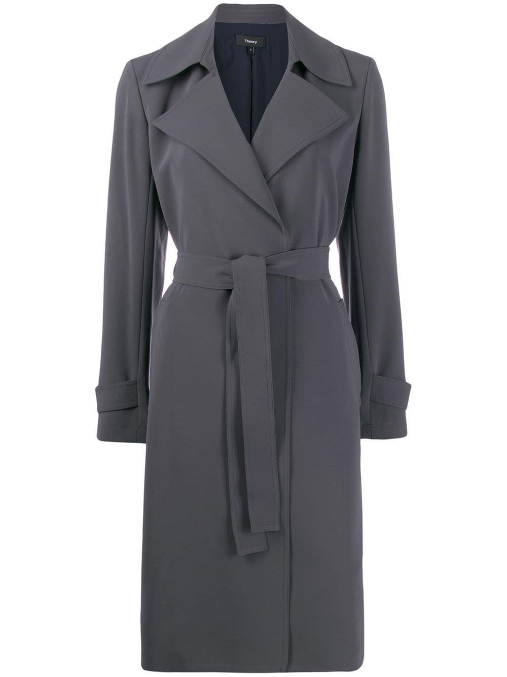 Theory Oaklane Trench Coat in Grey (Gray) - Lyst
