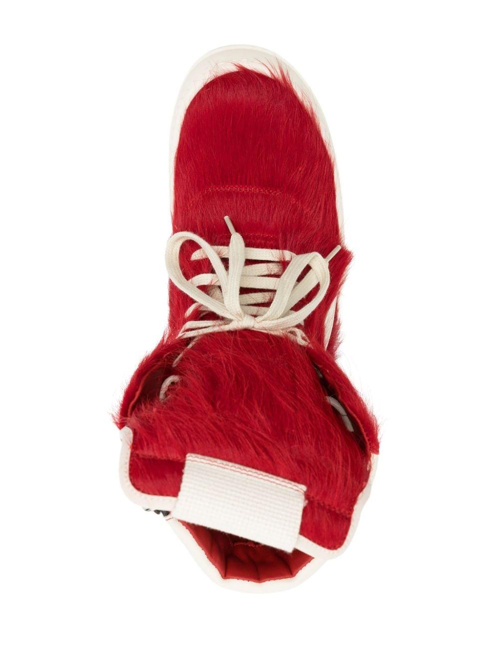 Rick Owens Geobasket Fur-design Sneakers in Red | Lyst