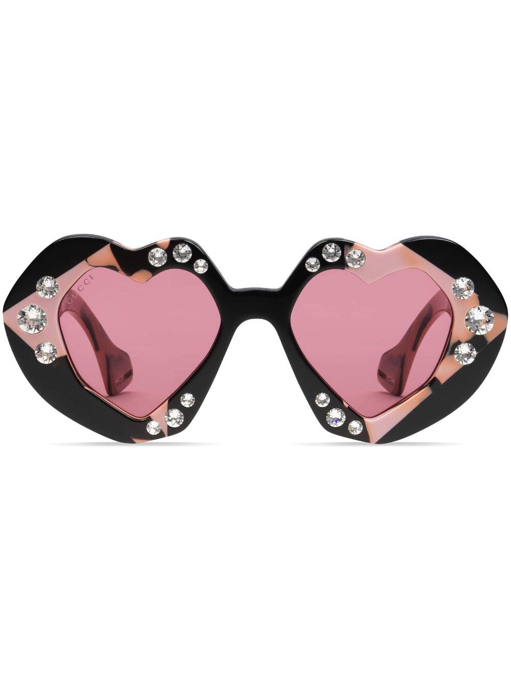 Gucci Heart-shaped Crystal-embellished Sunglasses in Pink | Lyst