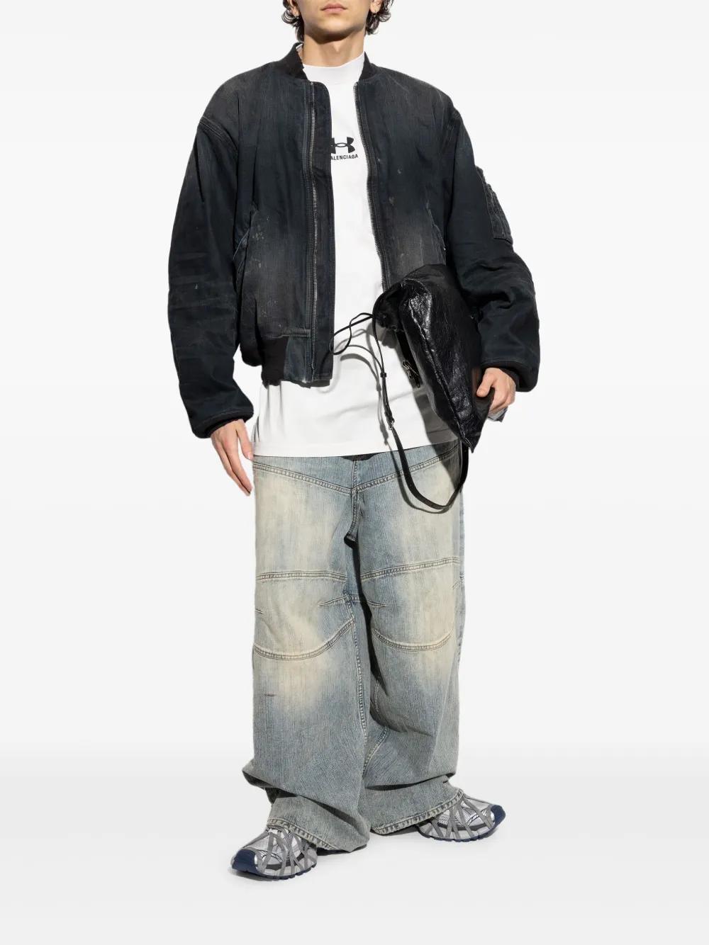 Balenciaga Denim Bomber Jacket in Blue for Men | Lyst