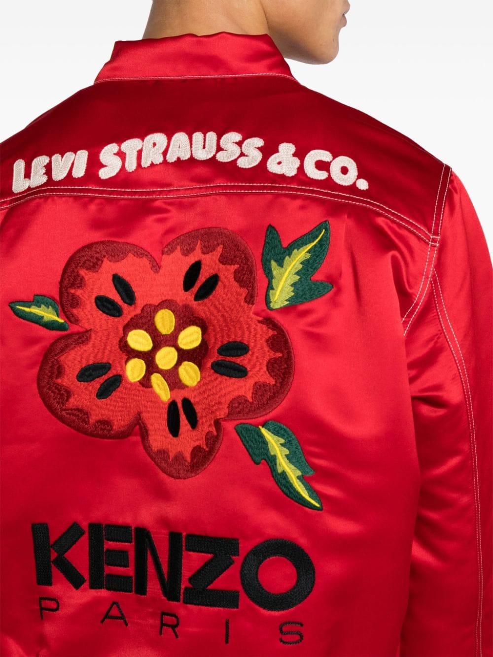 KENZO X Levi s Type Ii Satin Trucker Jacket in Red for Men Lyst