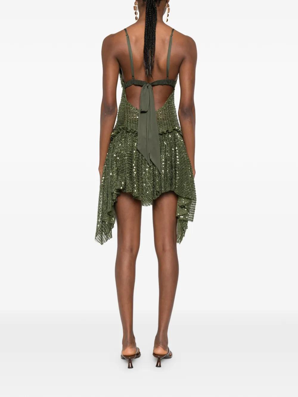 green emerald velvet dress Lustina - Open-Back Sequin Mini Dress main image 1