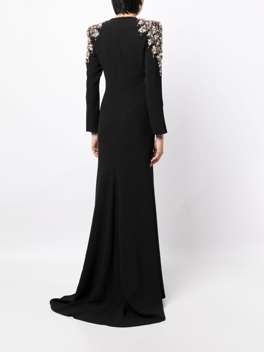 Jenny Packham Kay Crystal-embellished V-neck Gown in Black | Lyst