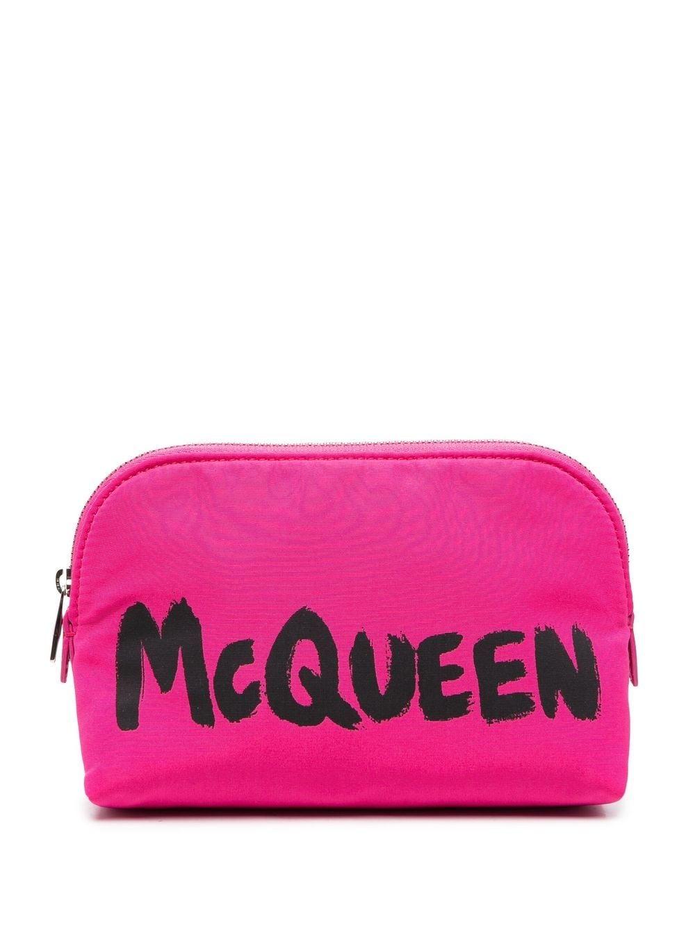 Alexander McQueen Logo-print Makeup Bag in Pink | Lyst
