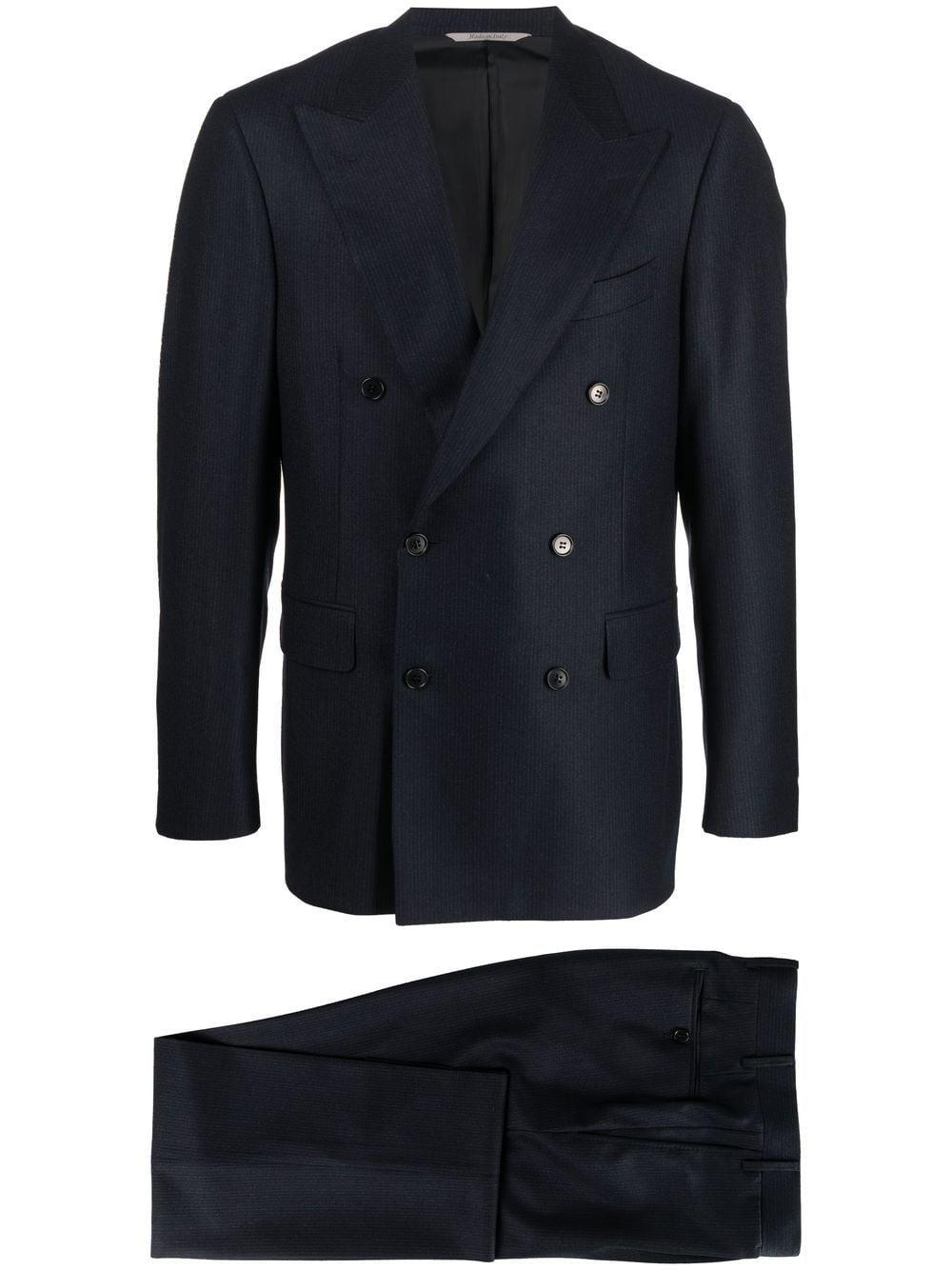 Canali Double-breasted Wool Suit in Blue for Men | Lyst