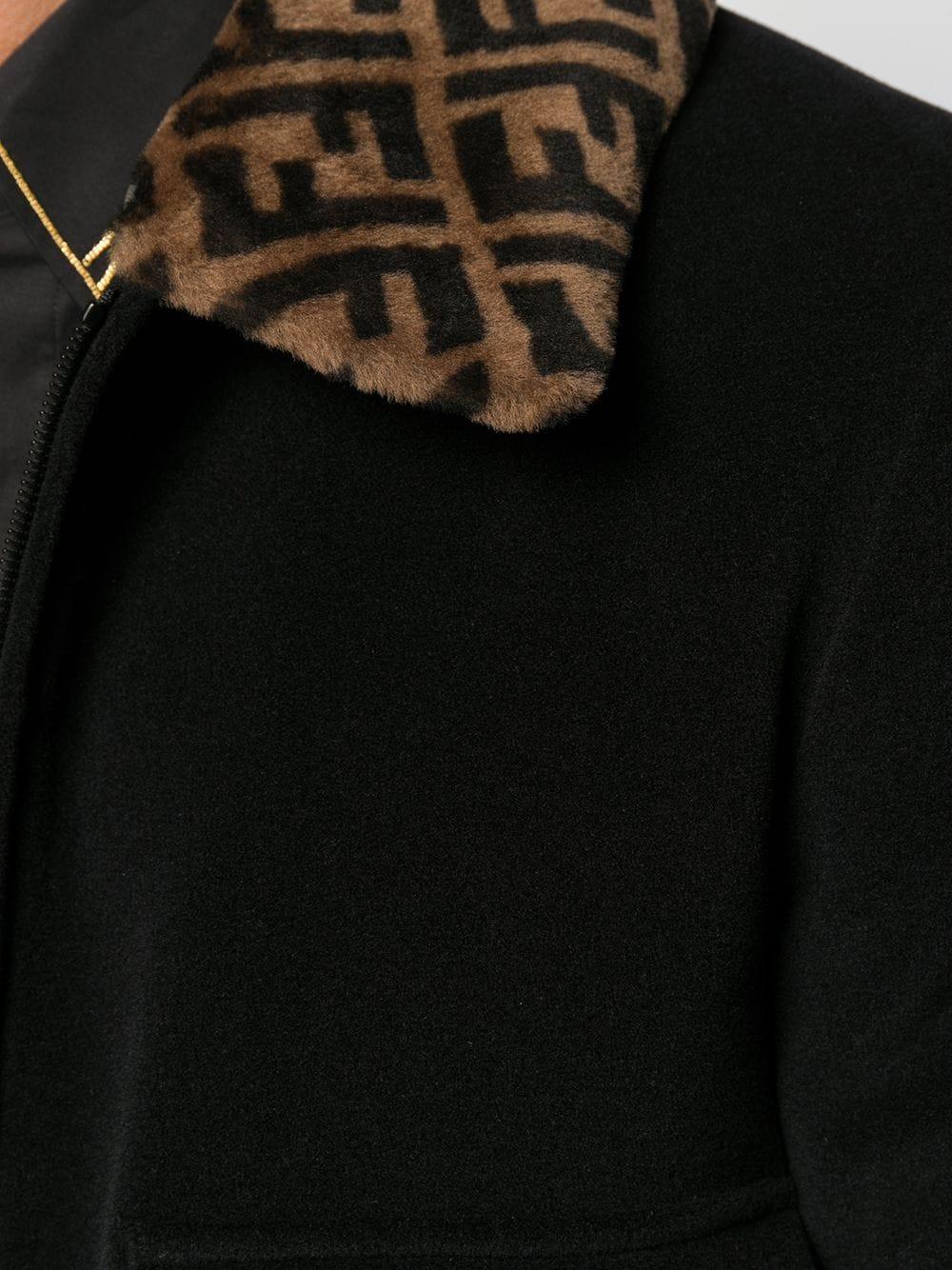 Fendi Logo Collar Bomber Jacket in Black for Men | Lyst