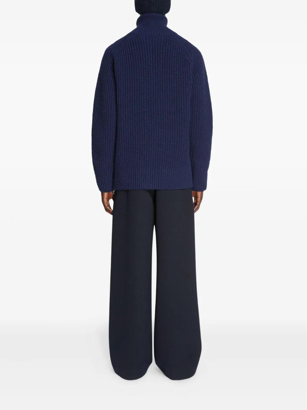 【Dries Van Noten】ネイビー ジップアップセーター メンズ Dries Van Noten ジップ付きセーター | オンラインセール