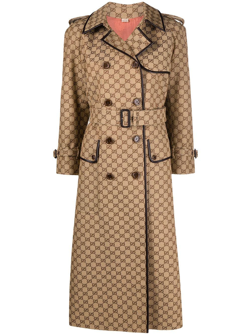Gucci GG Pattern Trench Coat in Natural | Lyst