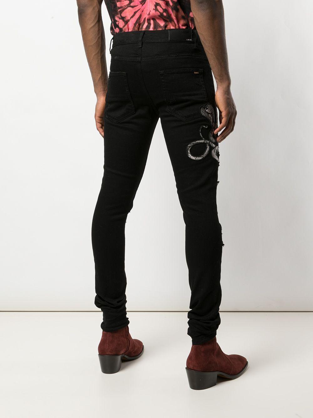 Amiri Denim Snake Patch Jeans in Black for Men - Lyst