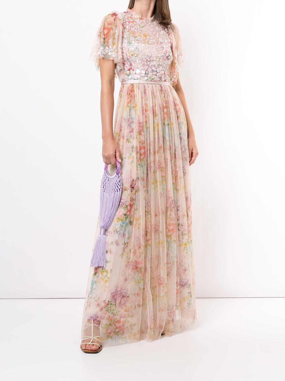 Needle & Thread Floral Diamond Bodice Maxi Dress in Pink | Lyst