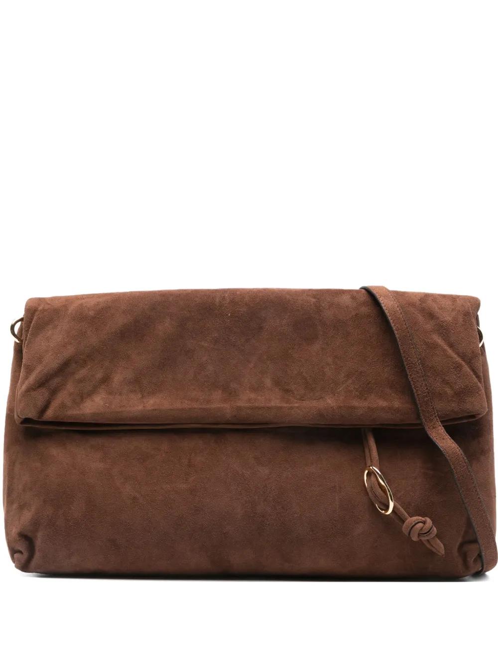 Bolso de hombro con detalle de nudo de Tela de color Marrón Lyst