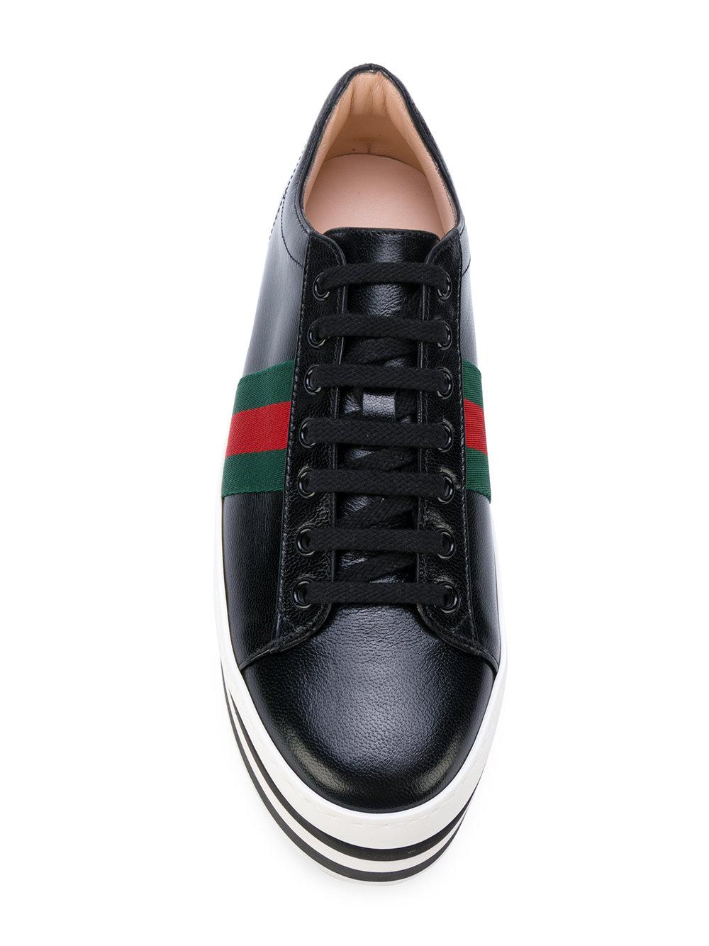 Gucci Leather Platform Sneakers in Black | Lyst