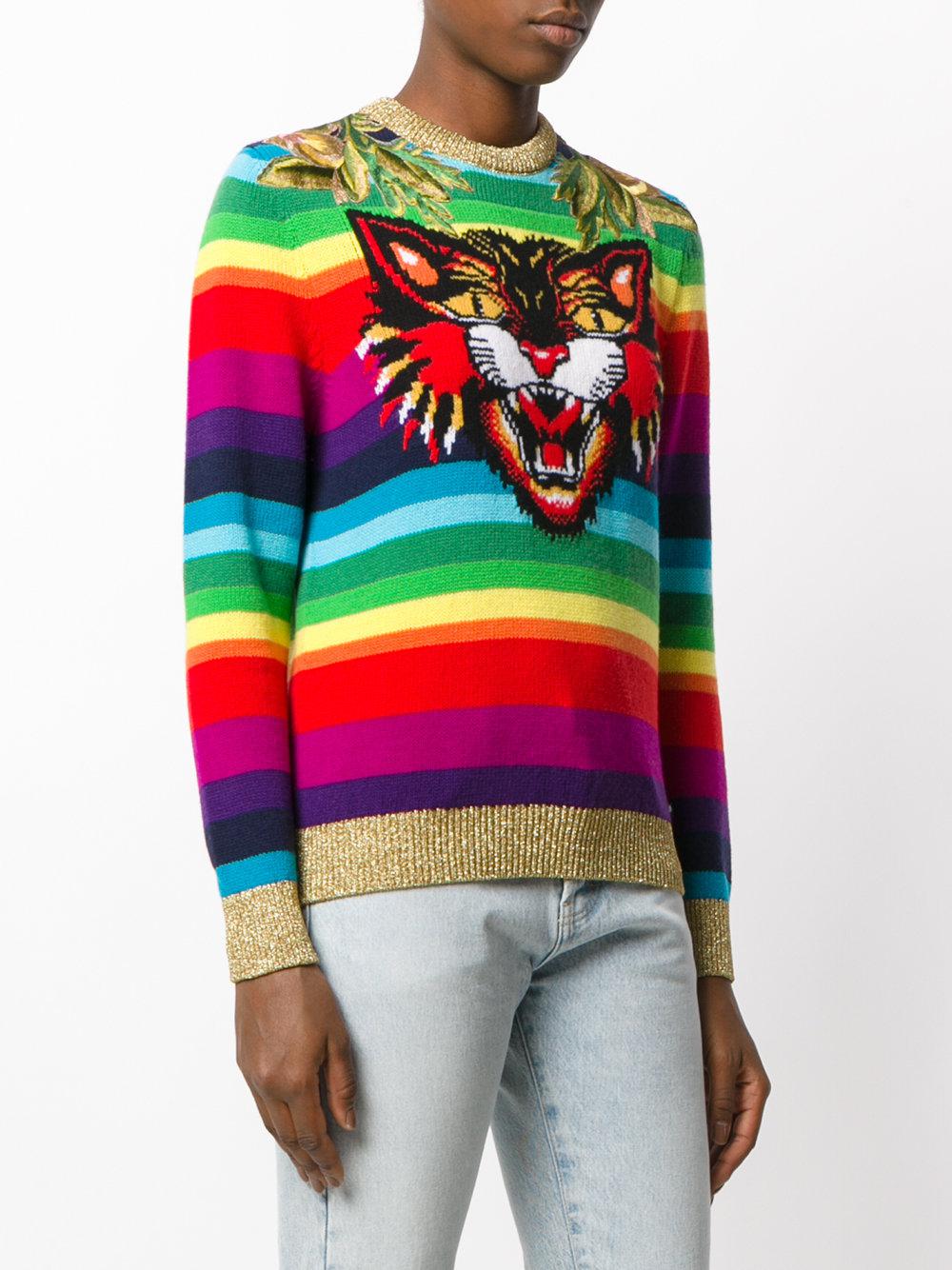 Gucci Synthetic Rainbow Tiger Jumper - Lyst