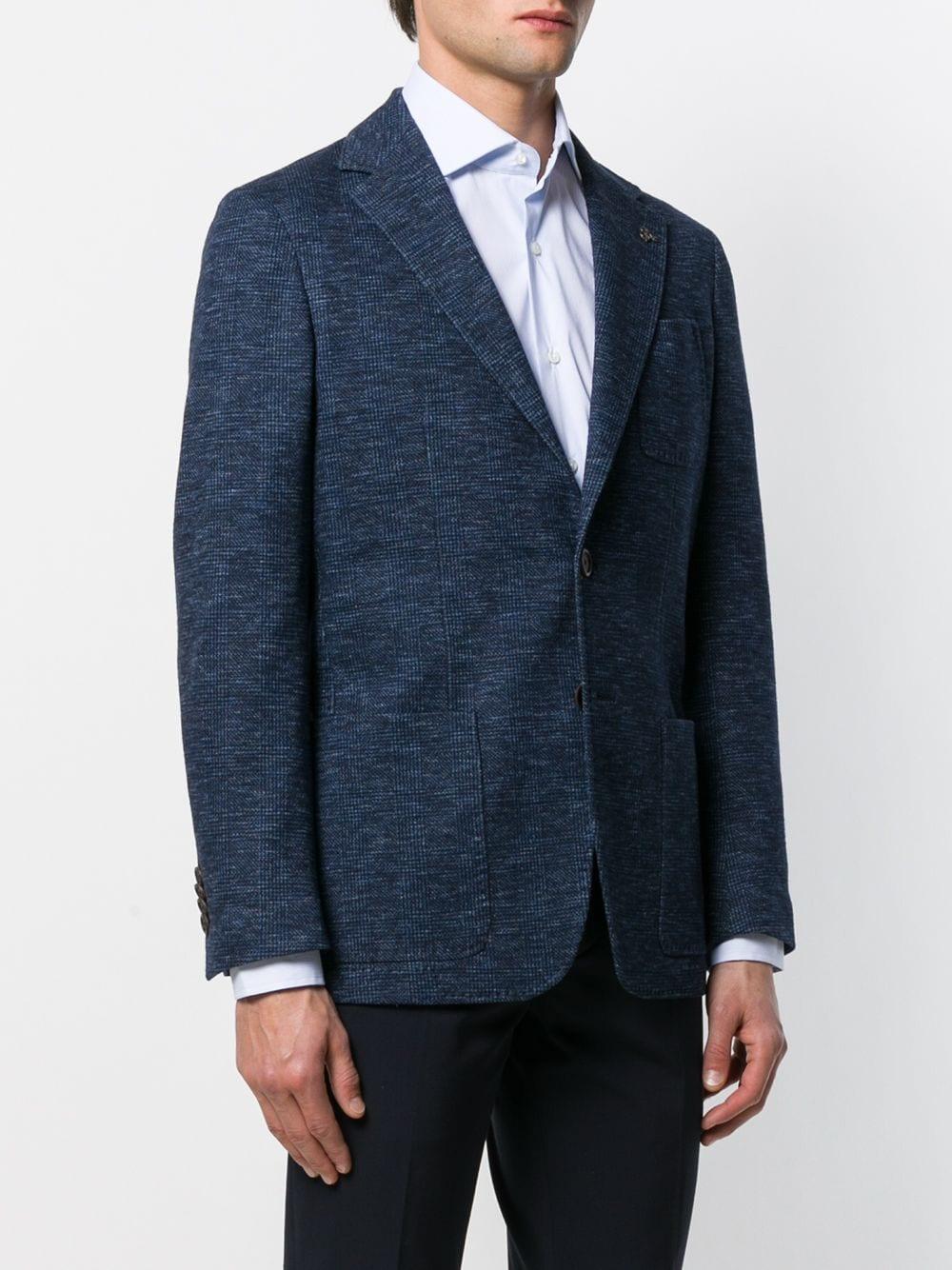 Canali Synthetic Checked Fitted Blazer in Blue for Men - Lyst