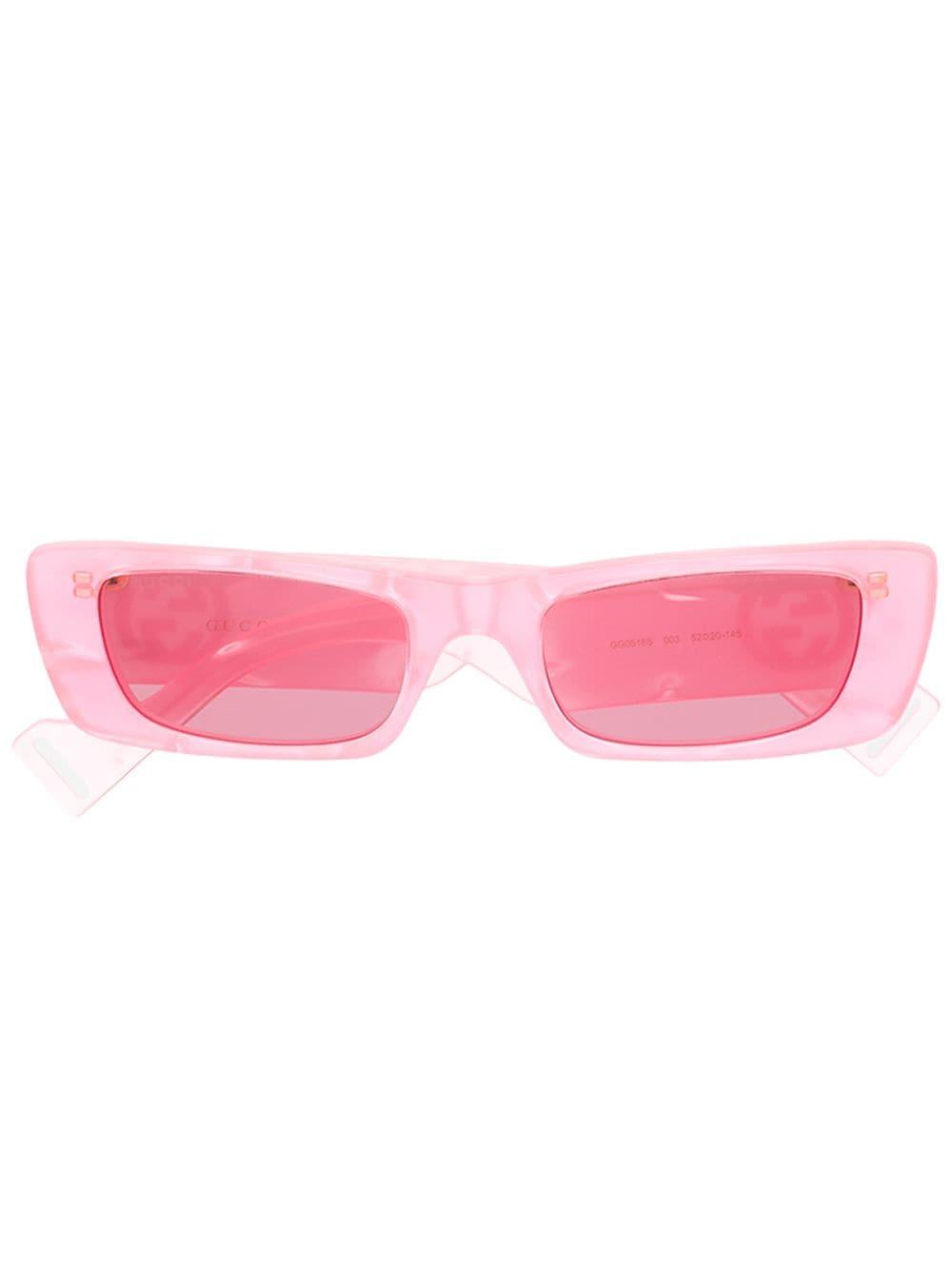 Gucci Rectangle Frame Sunglasses in Pink | Lyst