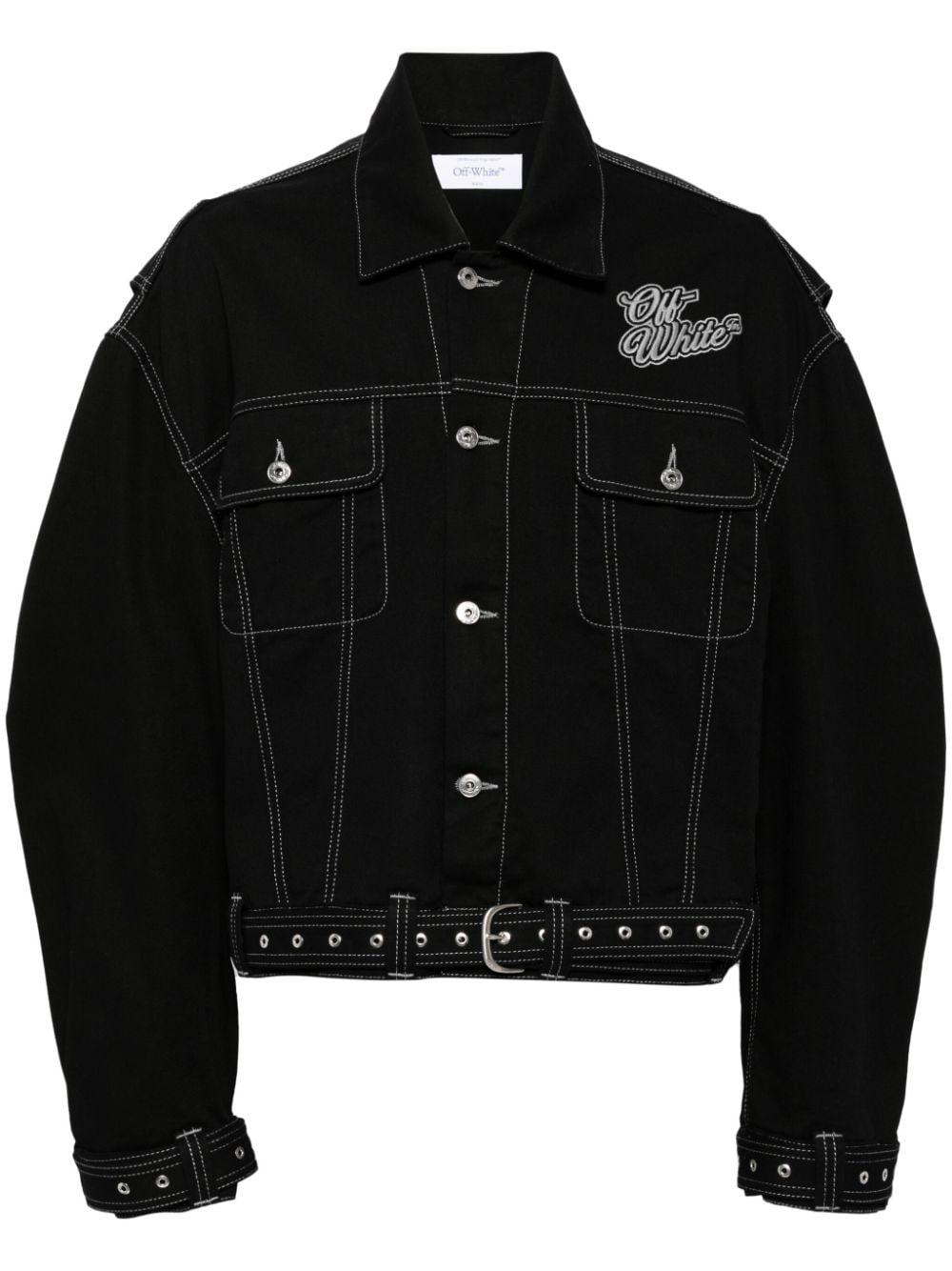 Black and white denim jacket hotsell