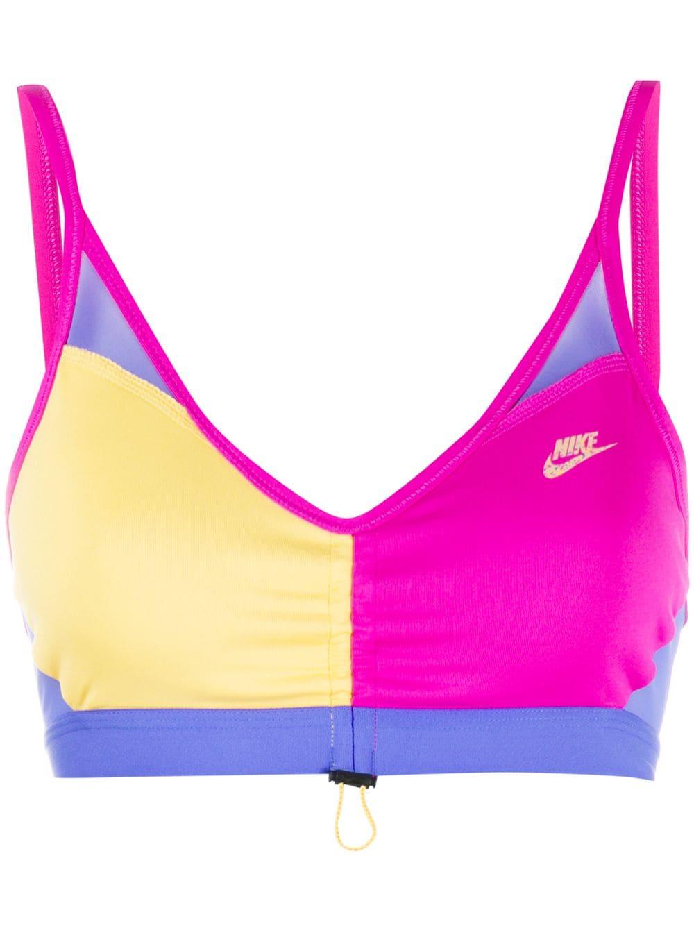 Nike Synthetic Colour Block toggle Detail Sports Bra in Pink | Lyst