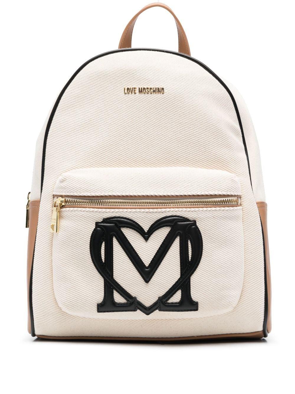 Love Moschino Logo-appliqué Textured Backpack in Natural | Lyst
