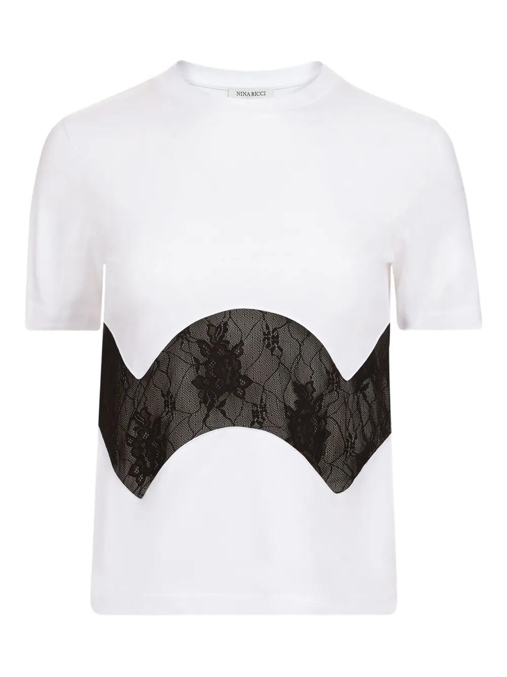 Tシャツ・カットソー NINA RICCI T-SHIRT WITH EMBROIDERED COLLAR Nina Ricci Purple Cotton T-Shirt Nina Ricci