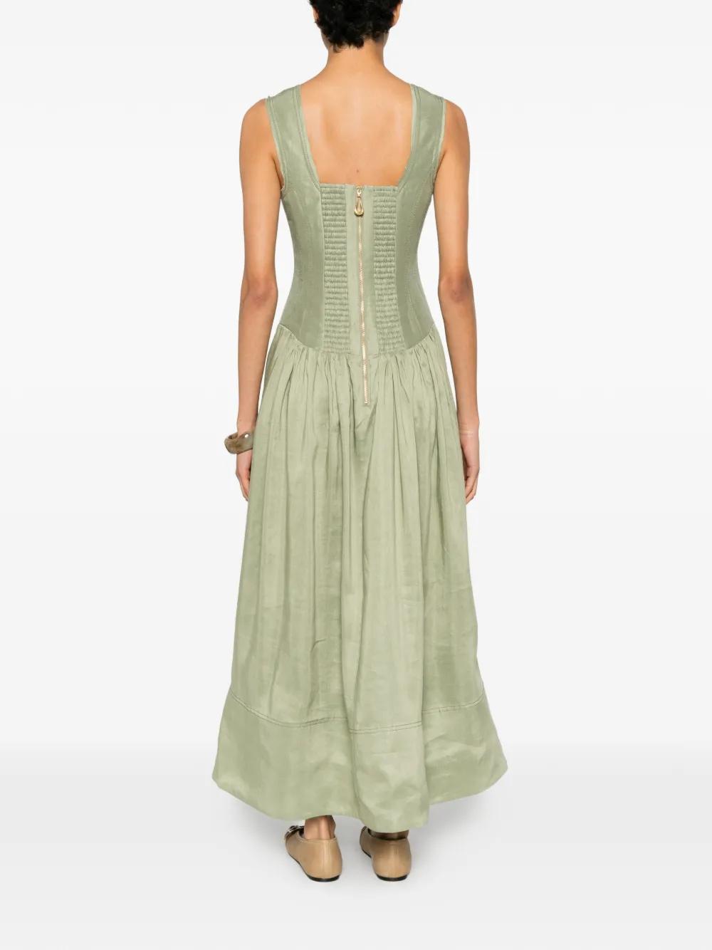 dark green colour combination dress Spatial Maxi Dress-BONSAI GREEN / 4 main image 1