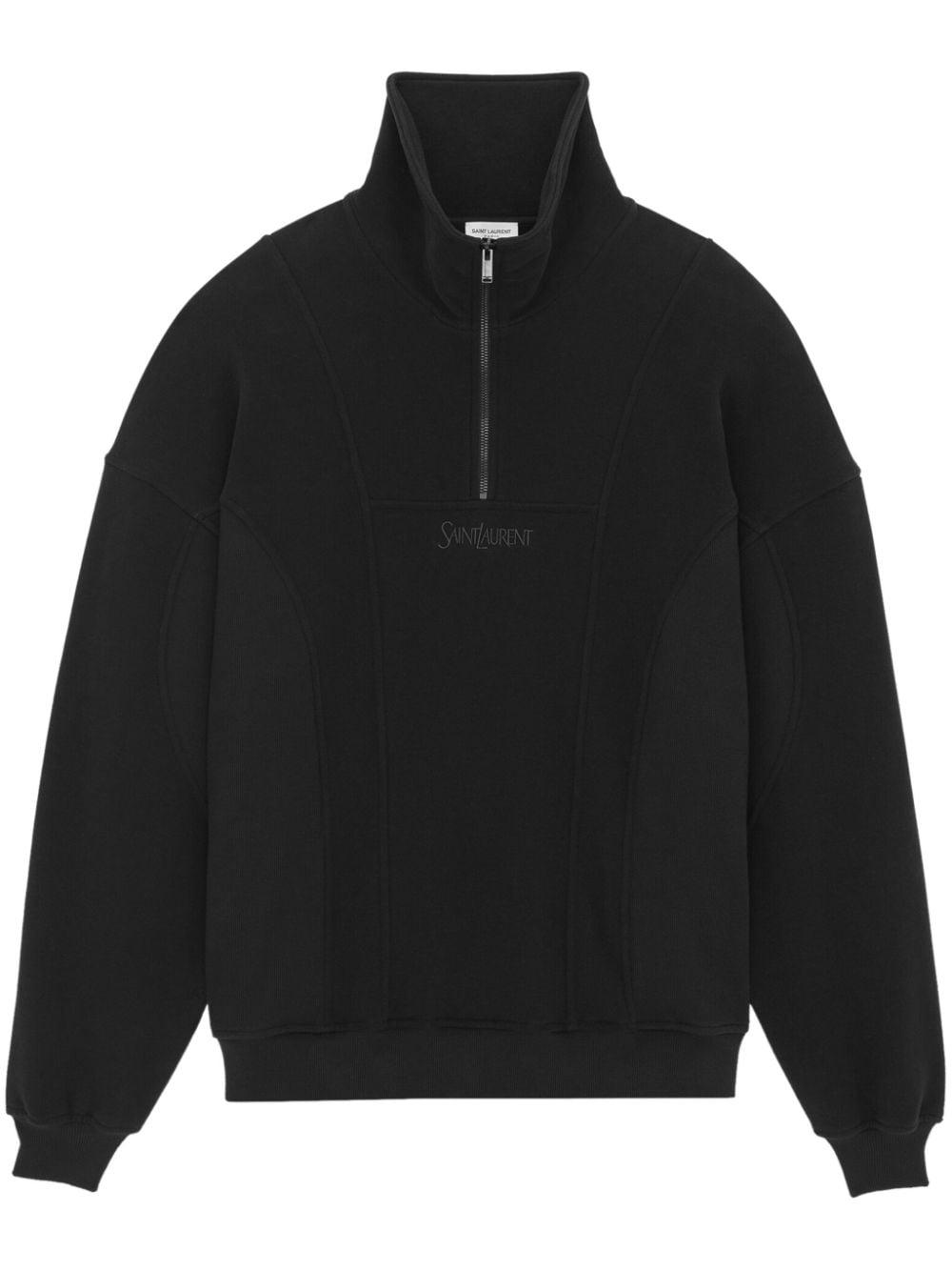 Saint Laurent embroidered logo crew-neck sweatshirt - Black