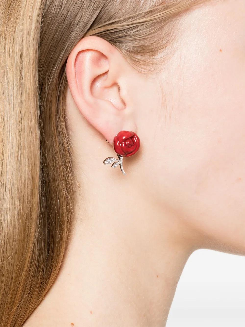 【SHUSHU TONG】YVMINコラボ ダブル ローズ ボウ シングルピアス YVMIN X SHUSHUTONG / Layers Zircon Metal Bow Earrings