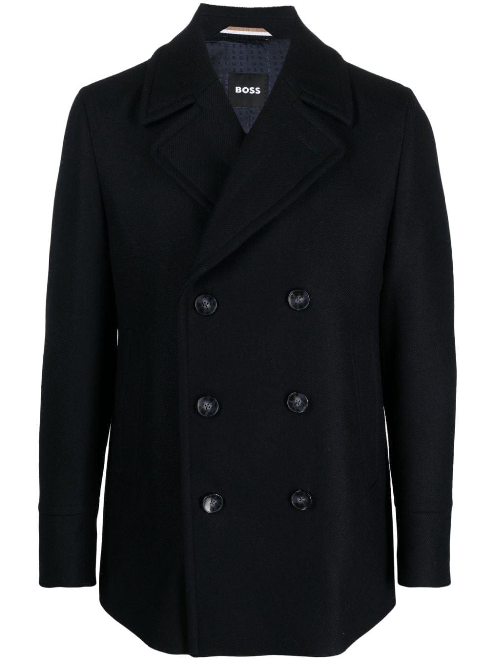 BOSS - Double-breasted trench coat in Italian stretch cotton