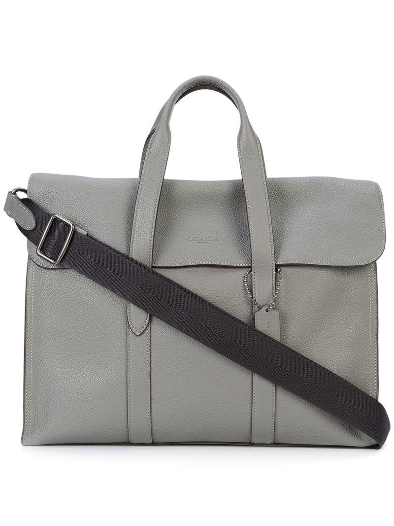 COACH Leather Metropolitan Portfolio Bag in Grey (Gray) for Men | Lyst