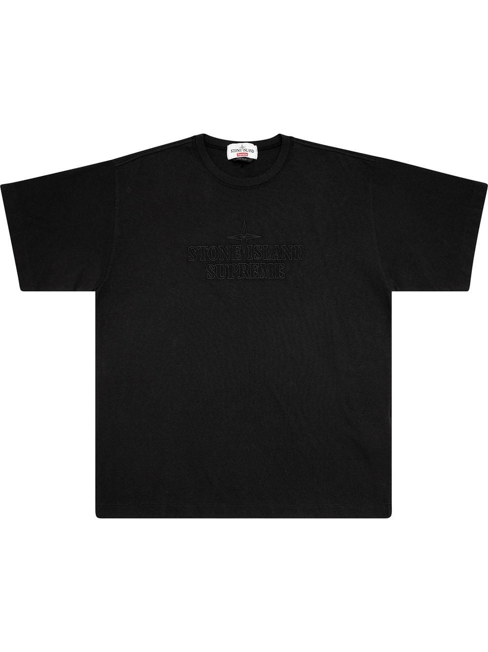 Supreme Cotton X Stone Island Embroidered Logo T-shirt in Black for Men |  Lyst