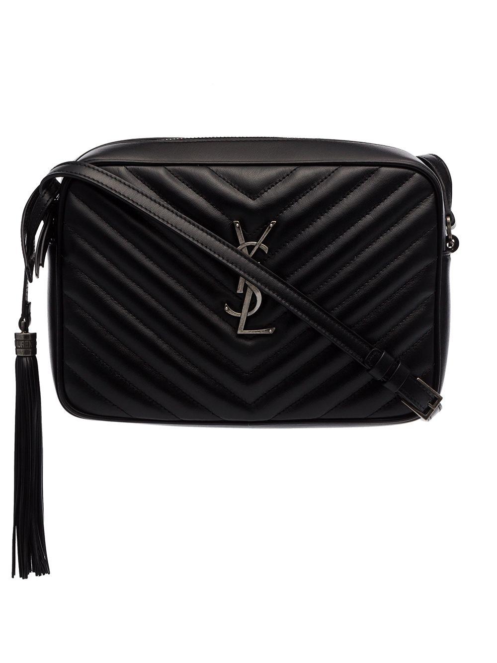 Camera bag LOU in suede trapuntata e morbida pelle di Saint Laurent in Nero  | Lyst