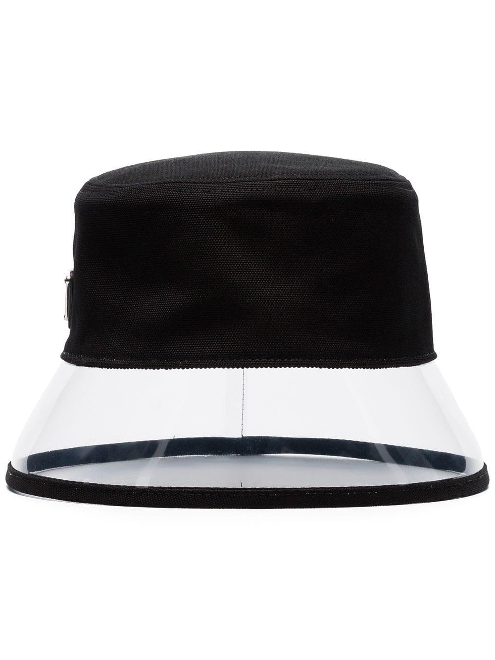Prada Logo-plaque Pvc And Canvas Bucket Hat in Black | Lyst