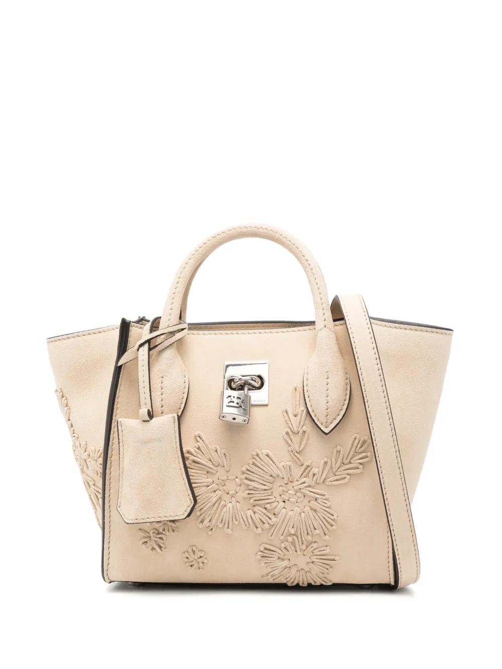 Ermanno Scervino Mini Maggie Floral-Detail Tote Bag in Natural | Lyst