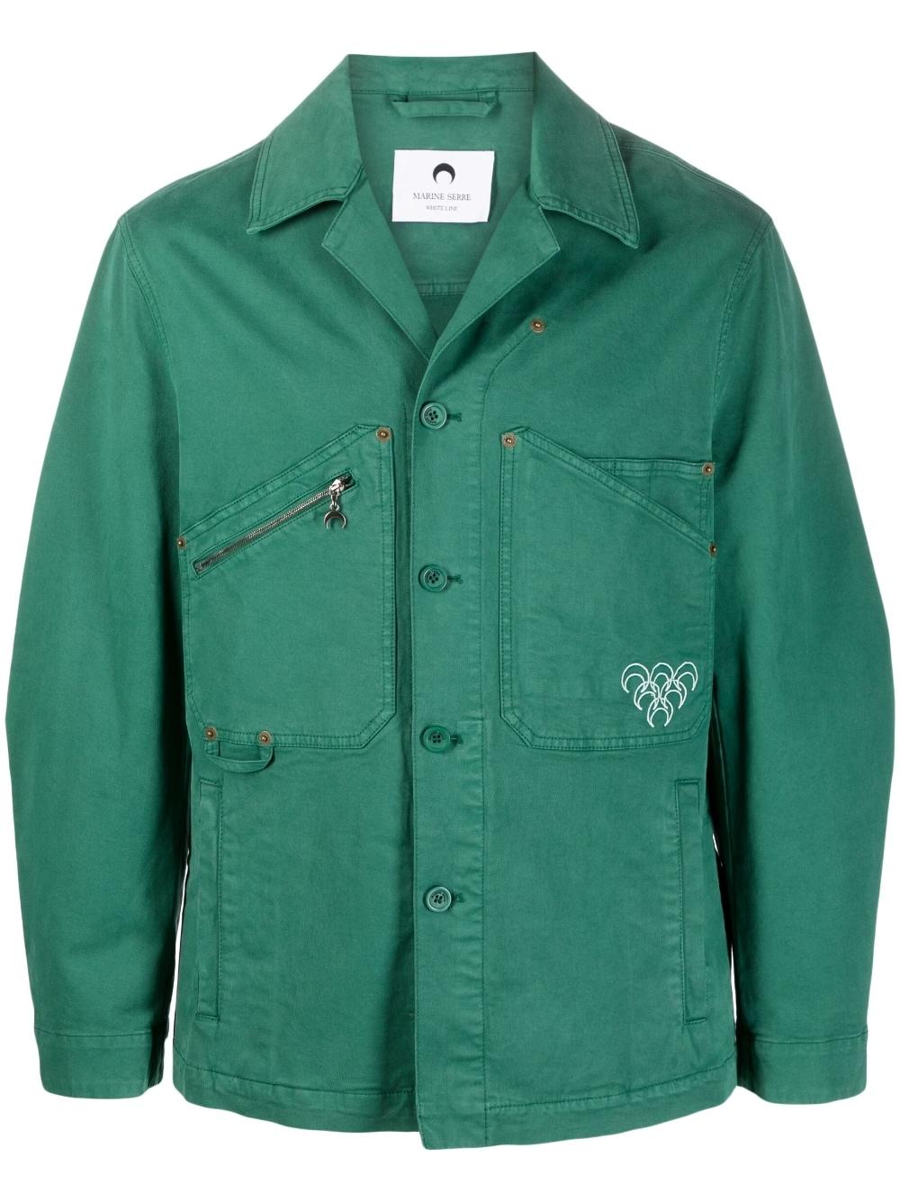 Marine Serre Workwear Denim Jacket in Green | Lyst