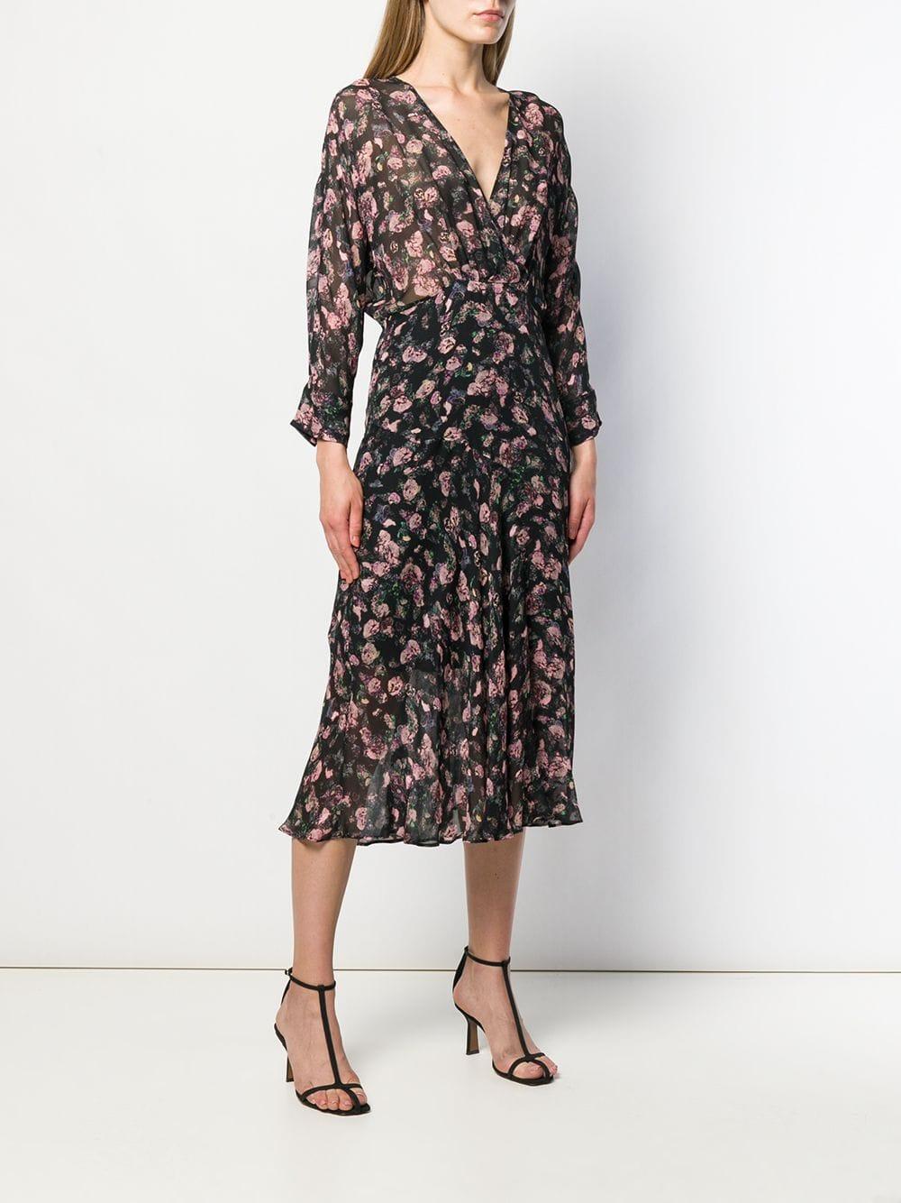 IRO Floral Print Midi Dress in Black - Lyst