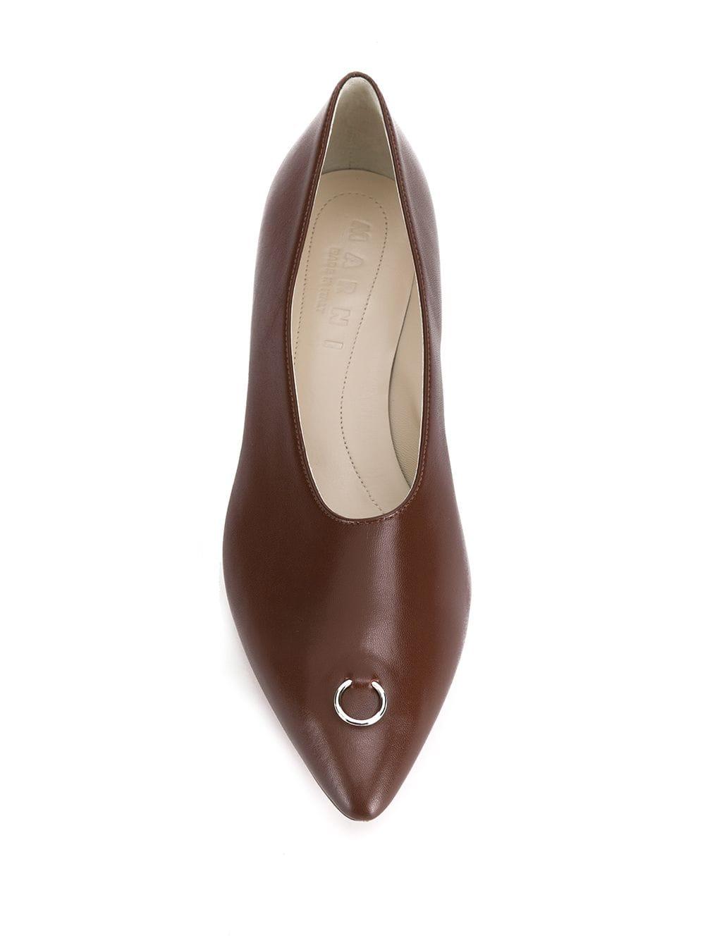 Marni Leather Kitten Heel Pumps in Brown Lyst