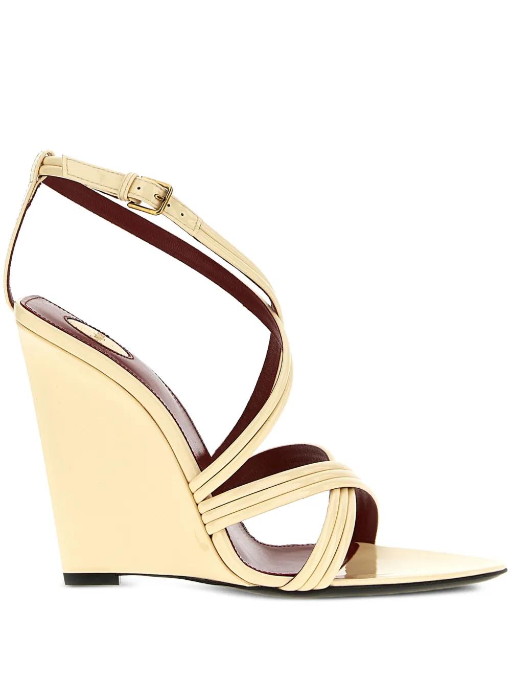 新作☆【SAINTLAURENT】「サロメ」ウェッジサンダル SAINT LAURENT Salome サテン ウェッジサンダル | NET-A-PORTER
