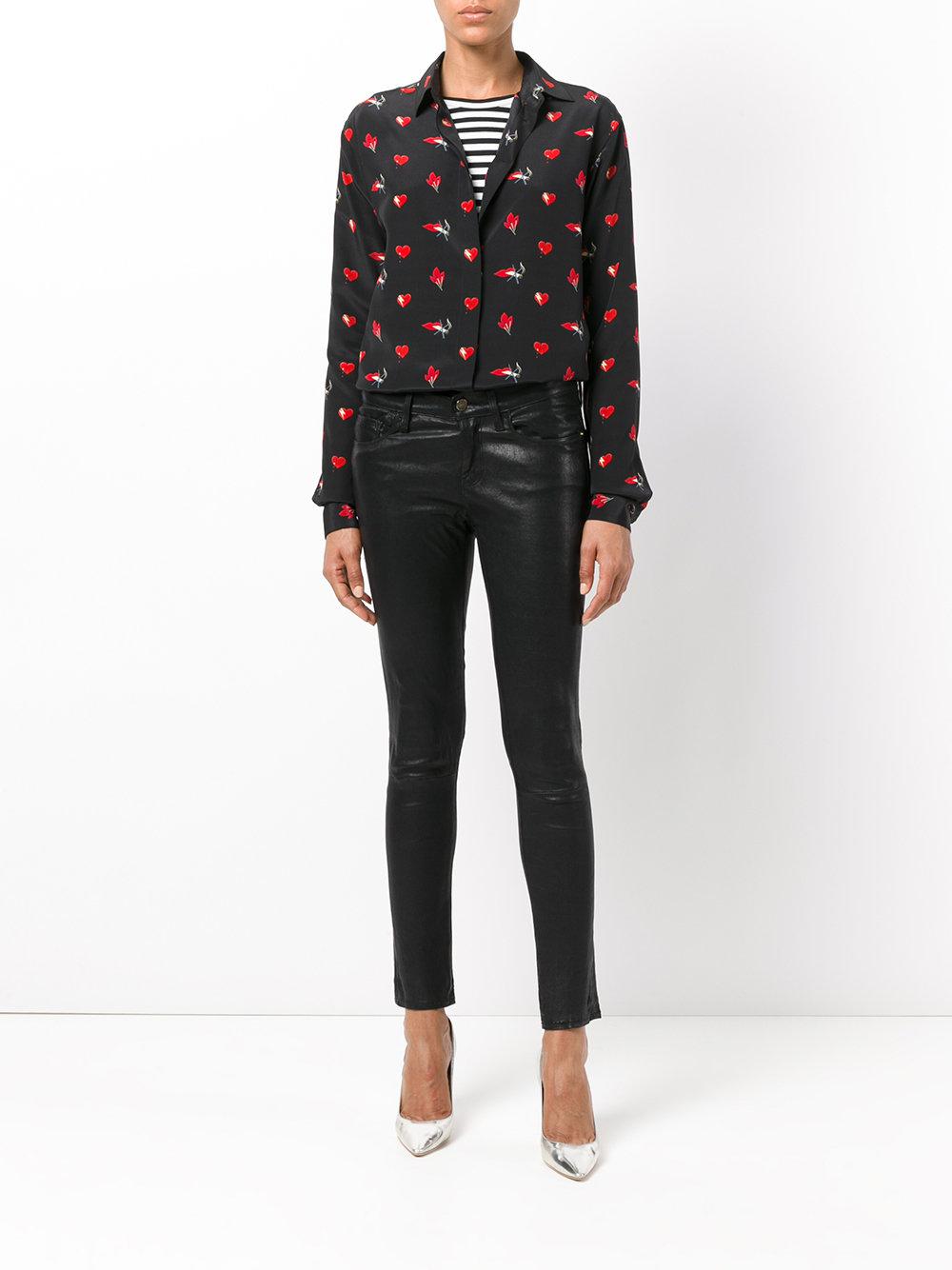 Saint Laurent Smoking Lips Heart Print Shirt in Black | Lyst Canada