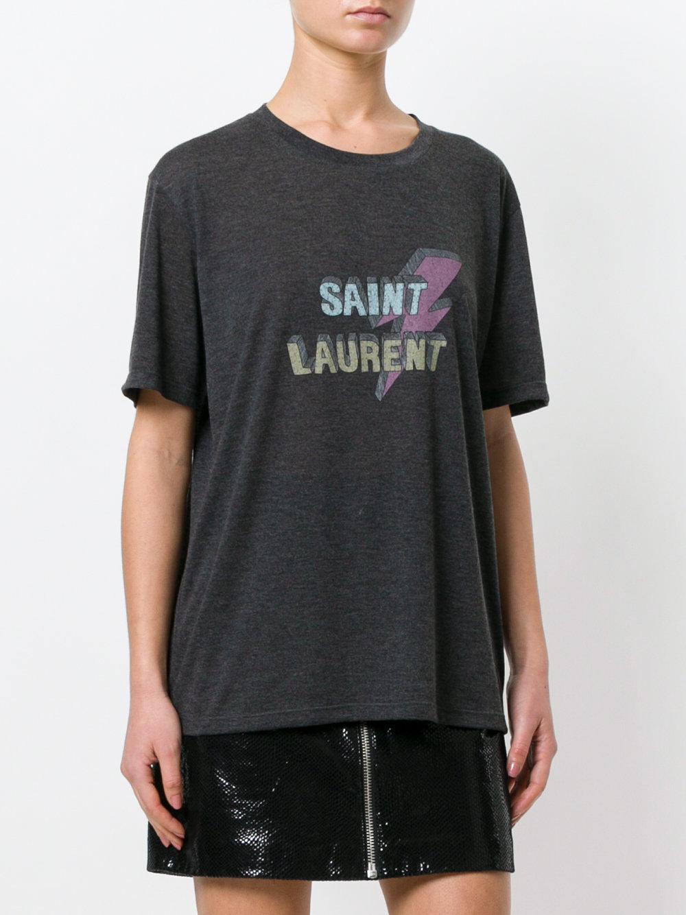 Saint Laurent Lightning Bolt T shirt in het Grijs Lyst NL