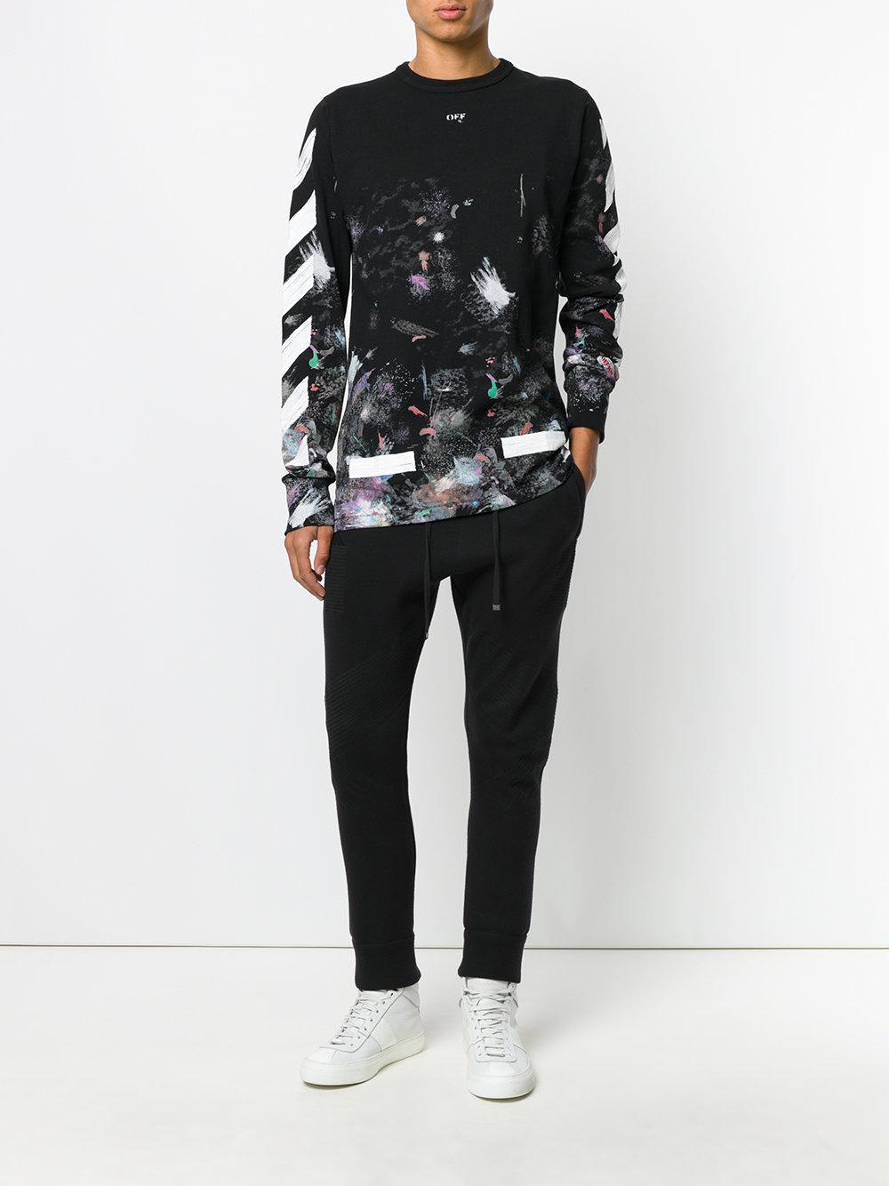 Off-White c/o Virgil Abloh Cotton Galaxy Brushed Long Sleeved T-shirt in  Black for Men - Lyst