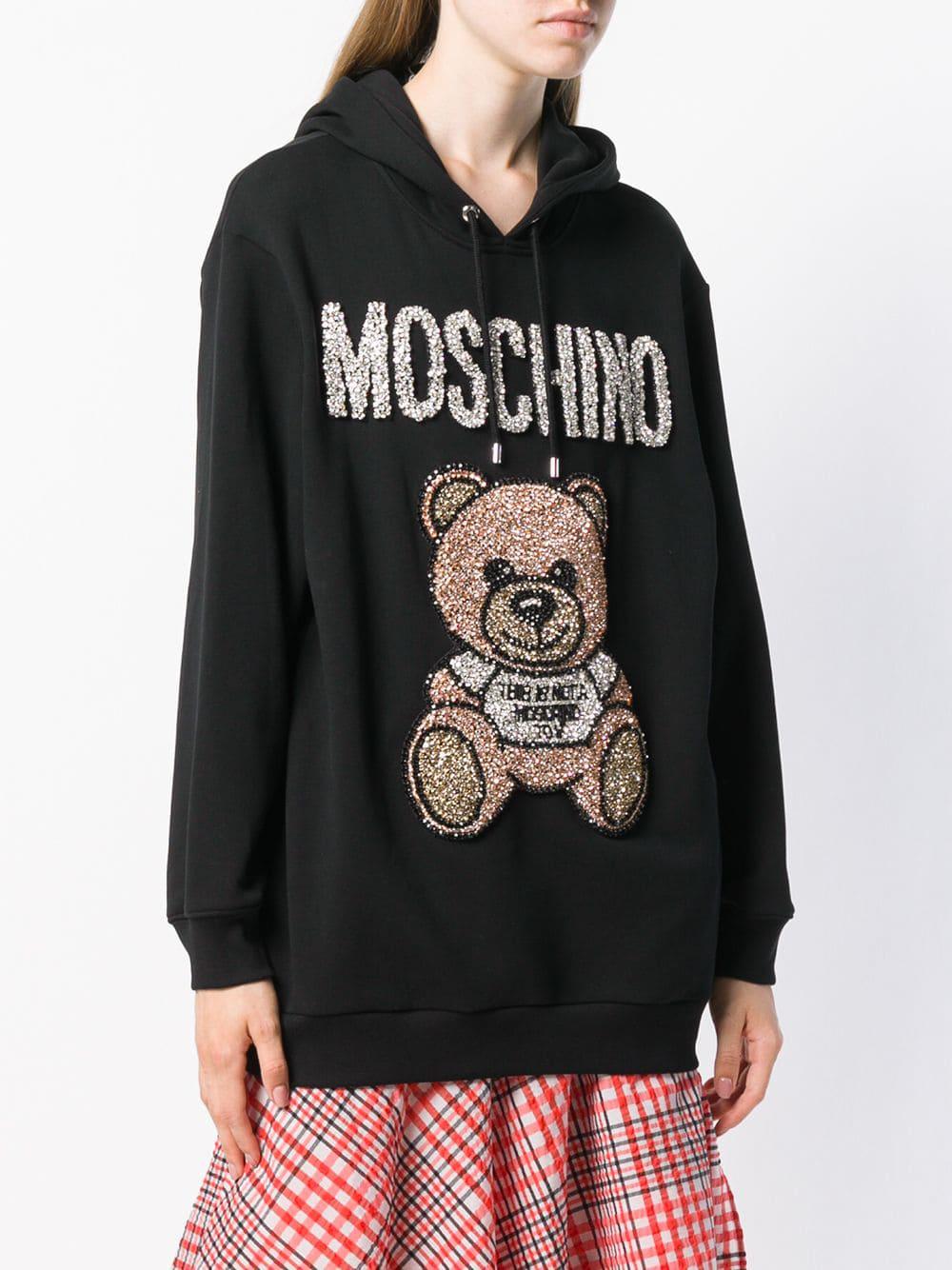 Sudadera con capucha y motivo de oso Moschino de Algodón de color Negro |  Lyst