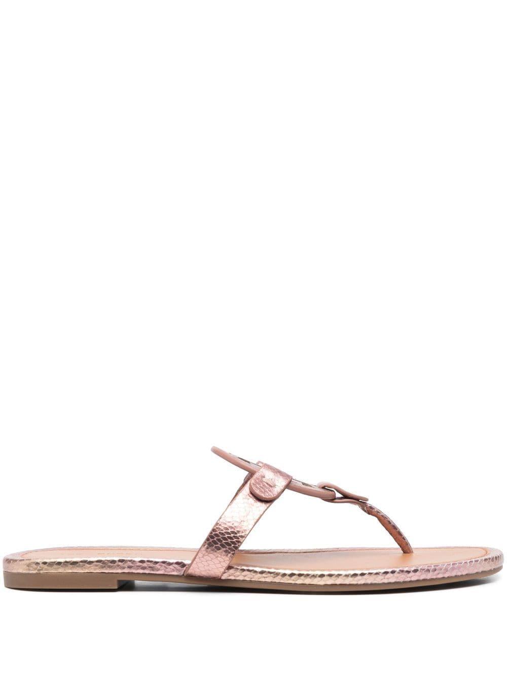 Tory Burch Miller Snakeembossed Sandals in Pink Lyst